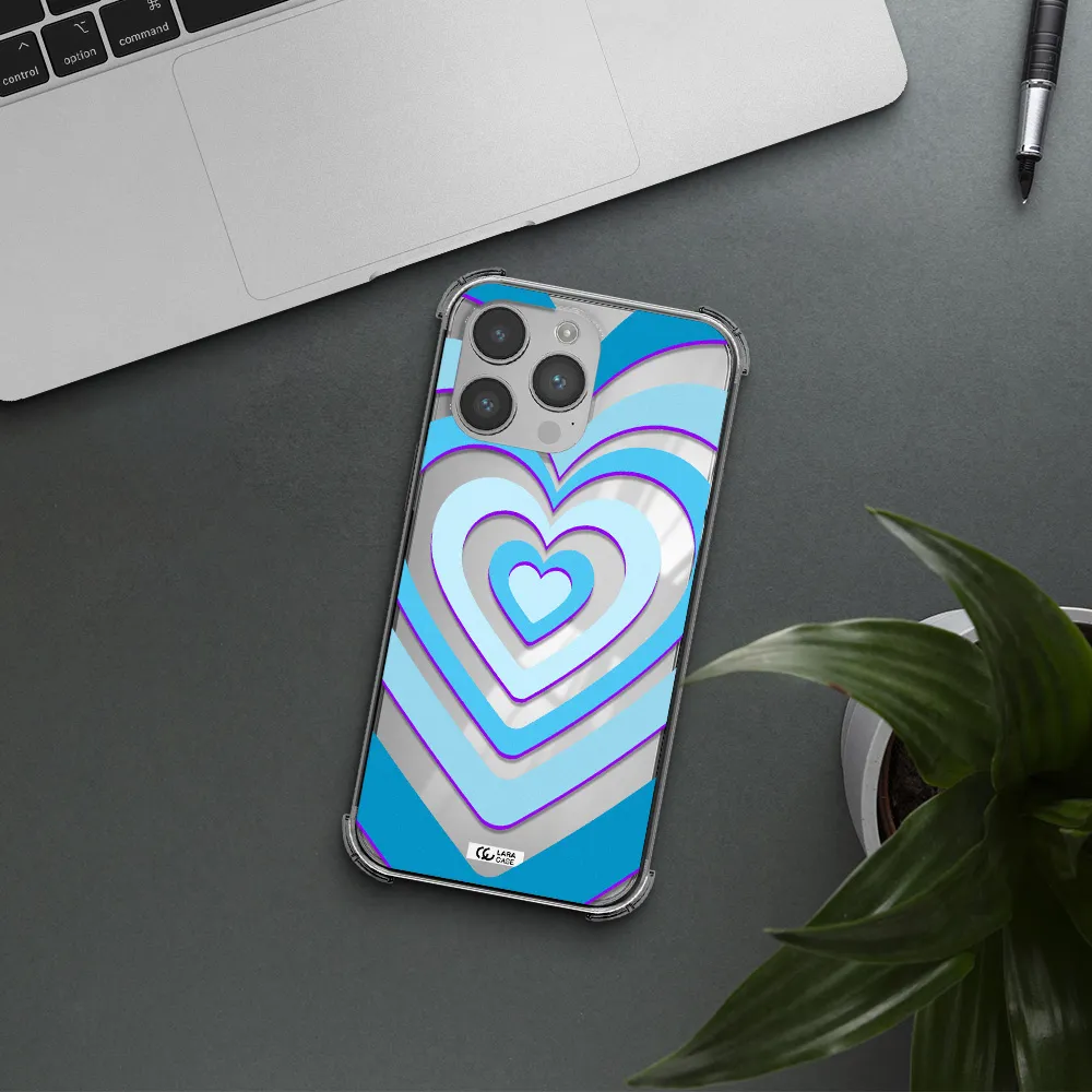Blue Heart Apple iPhone 14 pro Clear PC Case