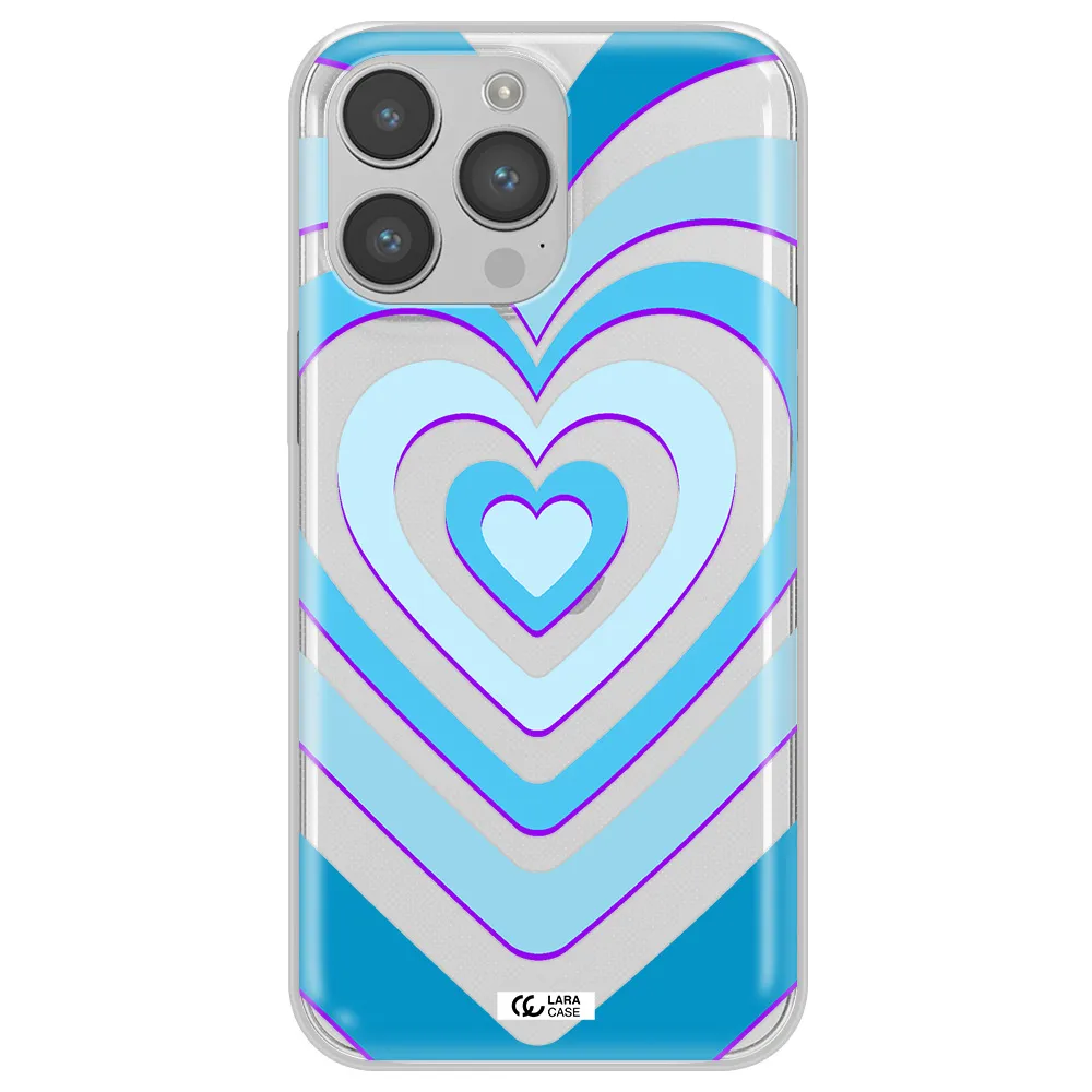 Blue Heart Apple iPhone 14 pro Clear TPU Case