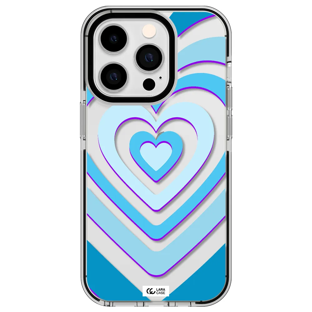 Blue Heart Apple iPhone 14 pro impact black border Case