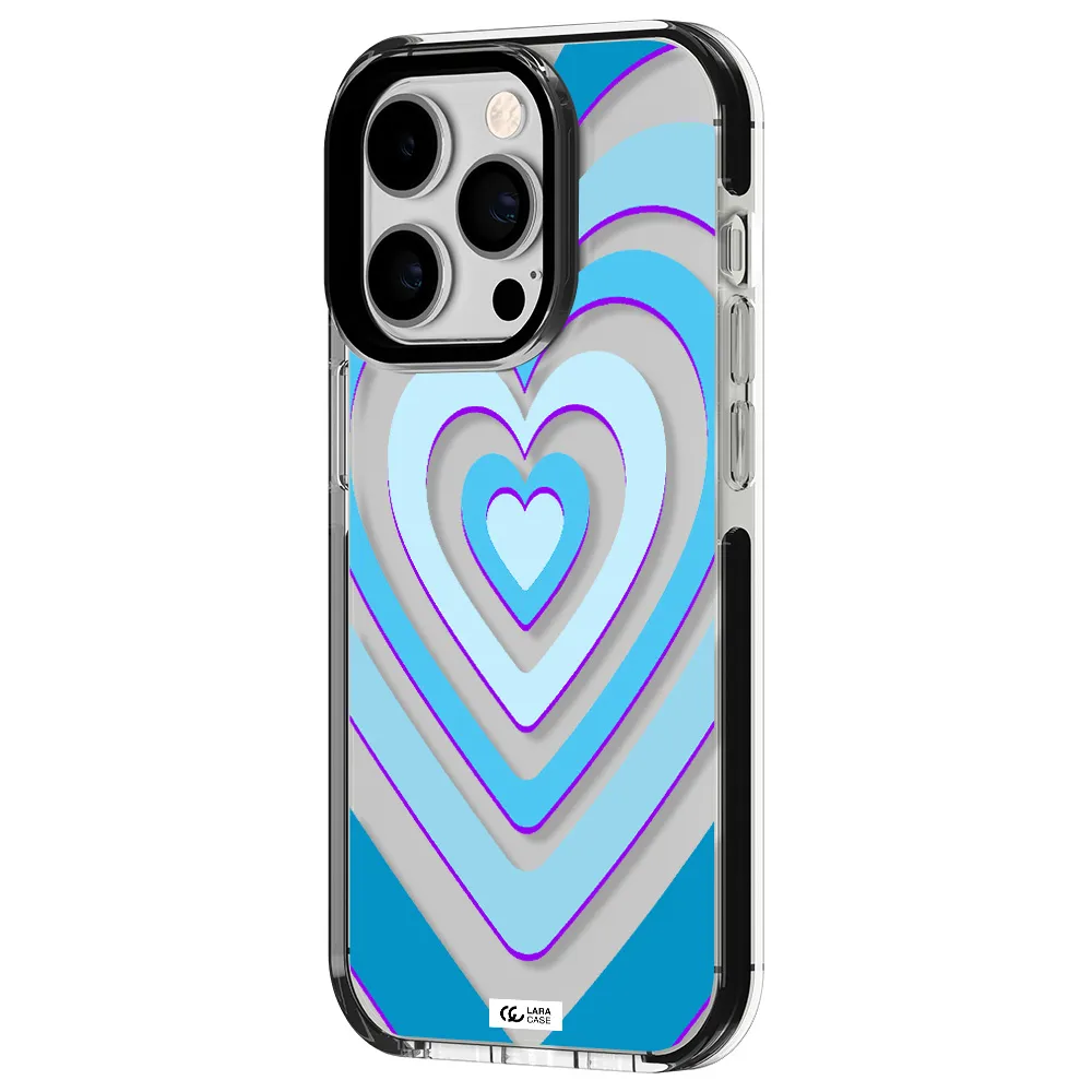 Blue Heart Apple iPhone 14 pro impact black border Case