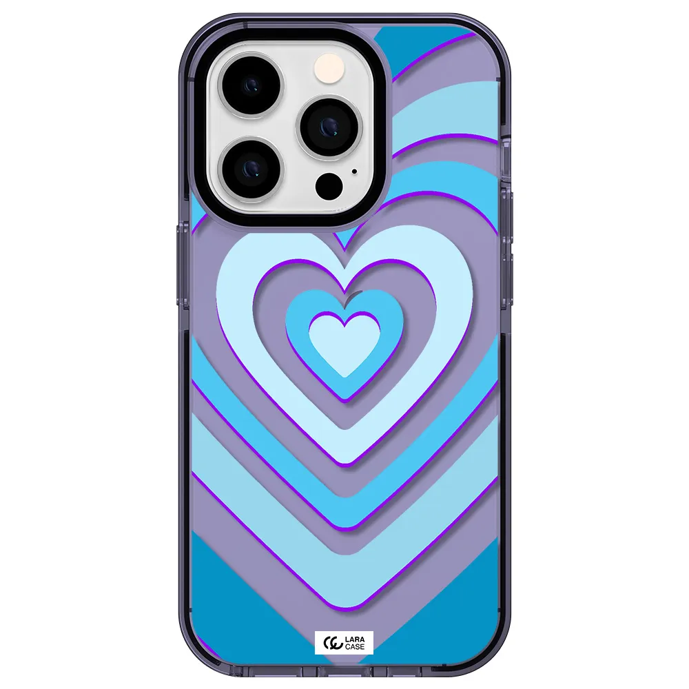 Blue Heart Apple iPhone 14 pro impact Lilac Case