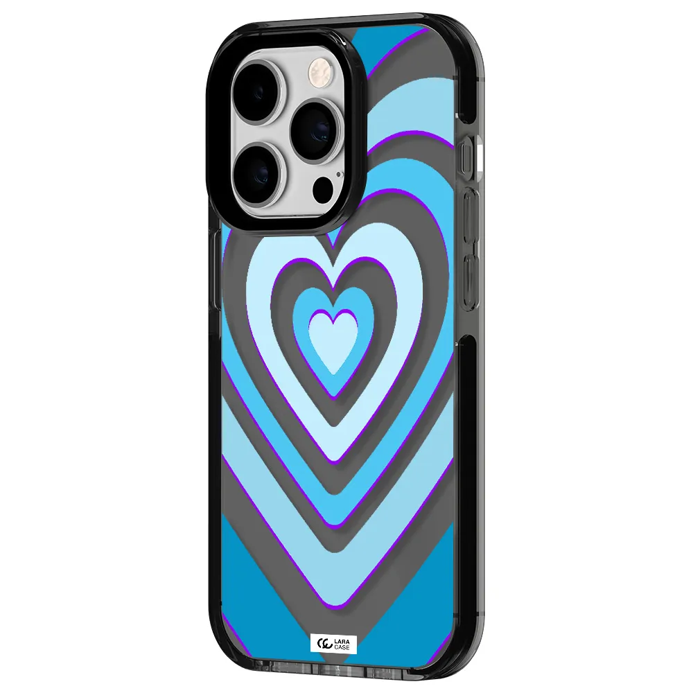 Blue Heart Apple iPhone 14 pro impact Smoke Black Case