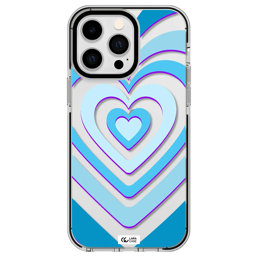 Blue Heart Apple iPhone 14 pro max impact black border Case