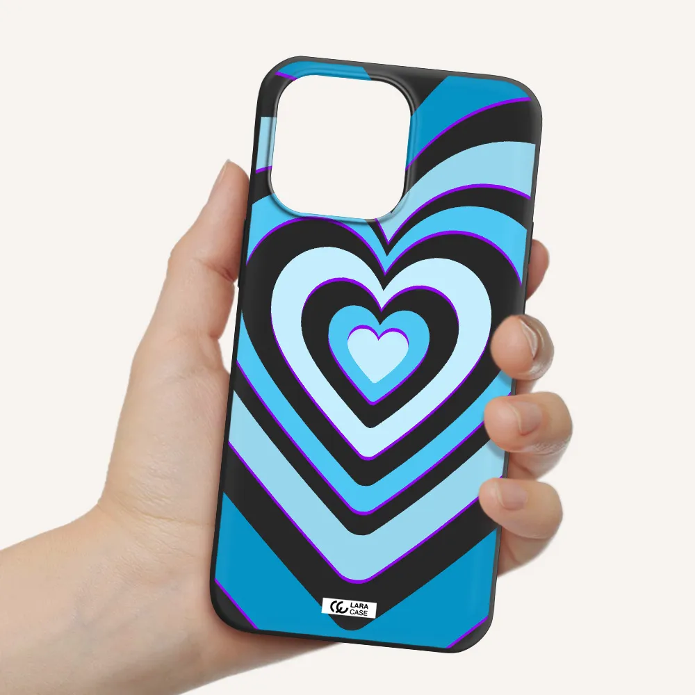 Blue Heart Apple iPhone 14 pro max Silicone black Case
