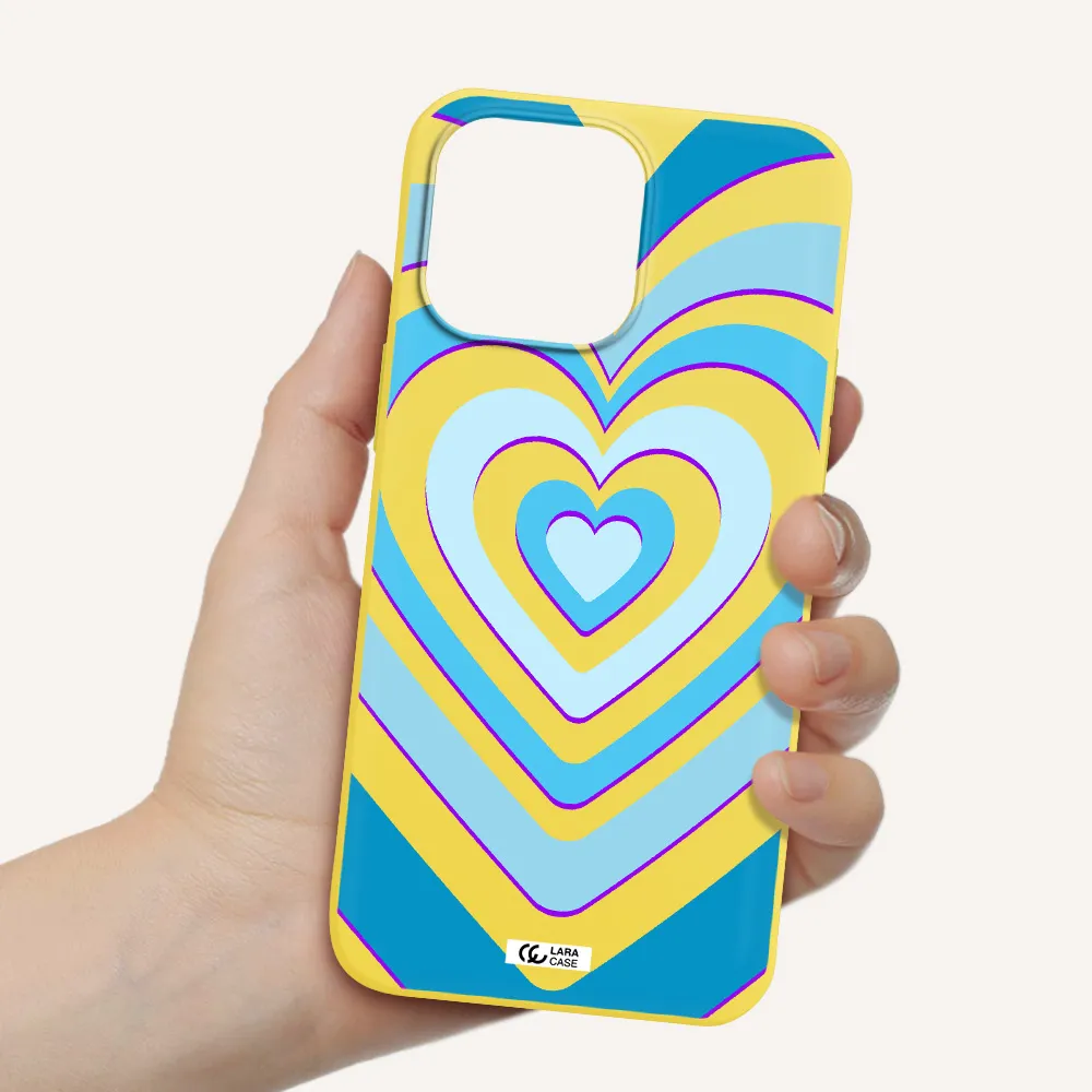 Blue Heart Apple iPhone 14 pro max Silicone canary yellow Case