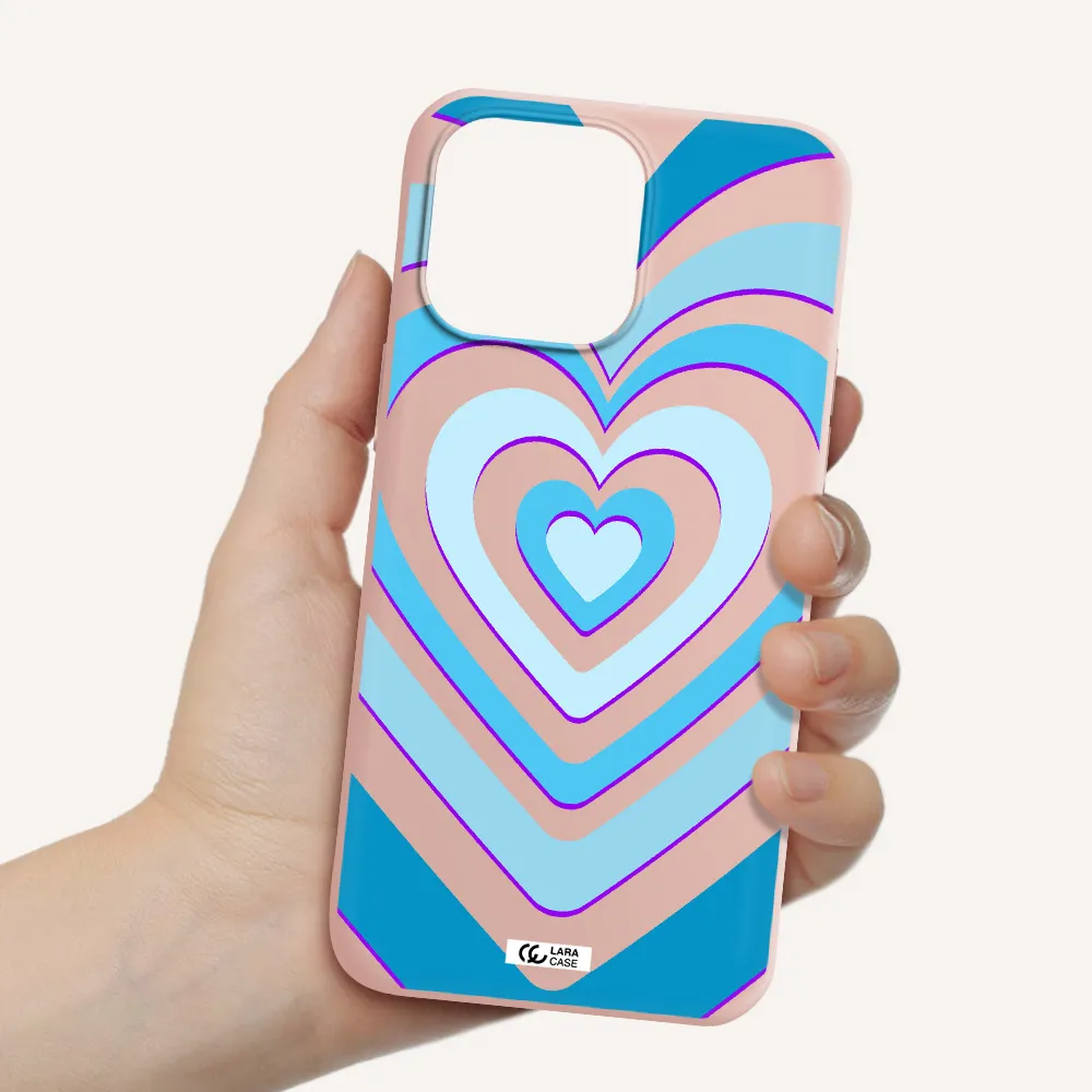 Blue Heart Apple iPhone 14 pro max Silicone pastel pink Case