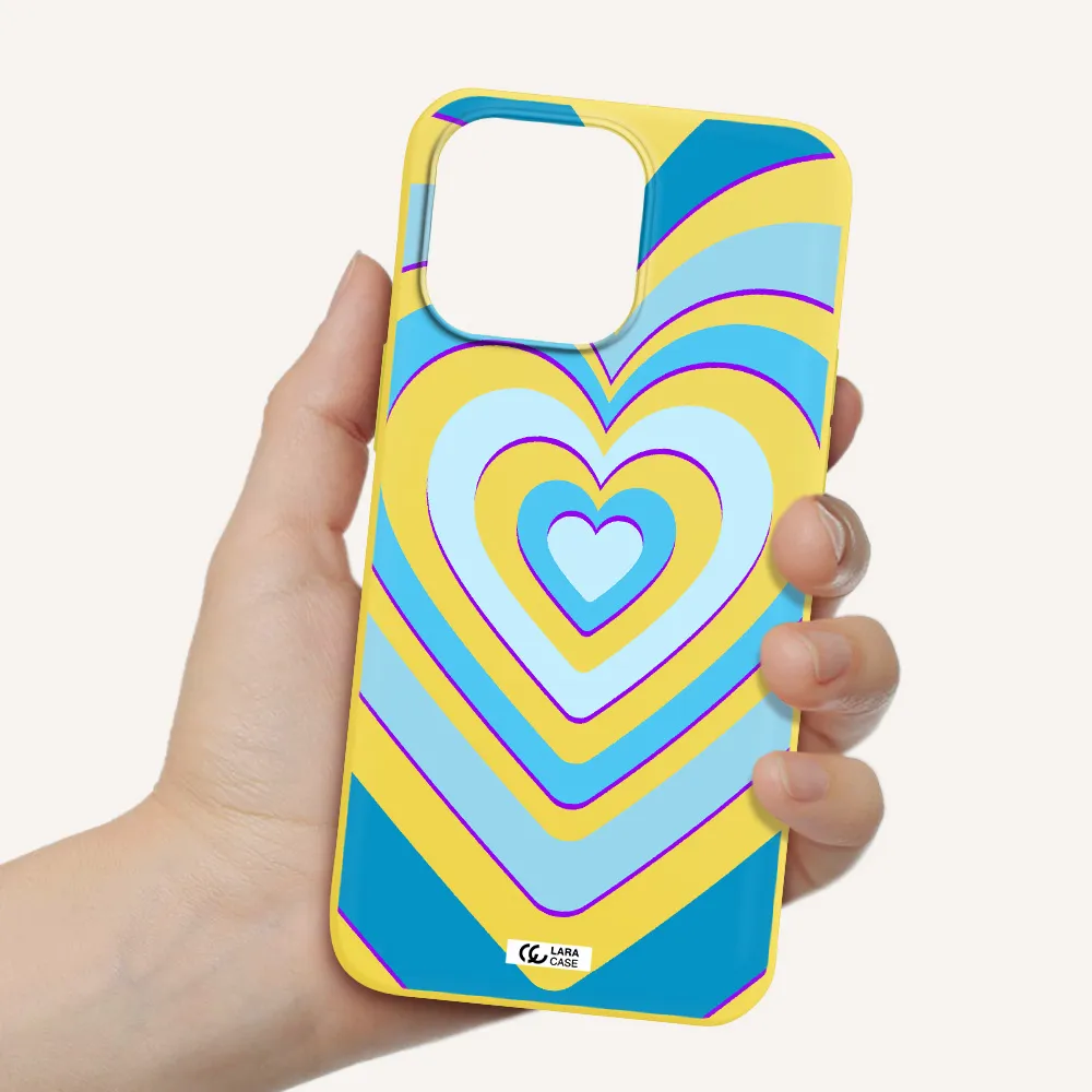 Blue Heart Apple iPhone 14 pro Silicone canary yellow Case