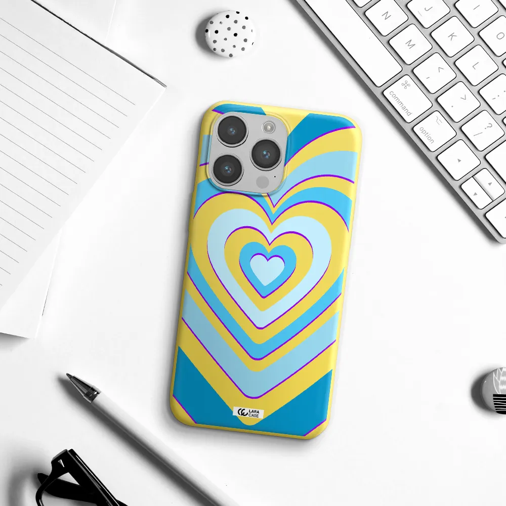 Blue Heart Apple iPhone 14 pro Silicone canary yellow Case