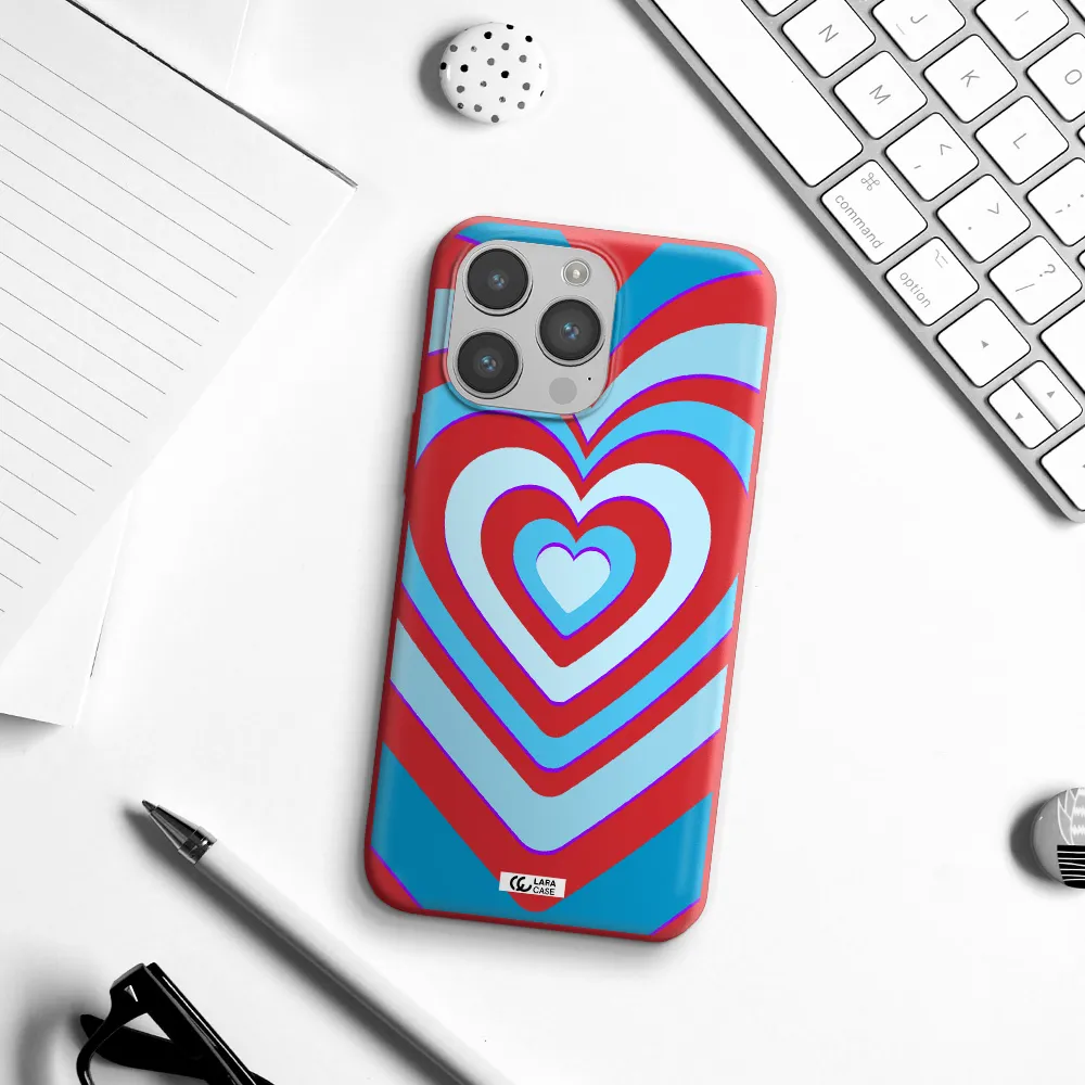 Blue Heart Apple iPhone 14 pro Silicone Imperial Red Case