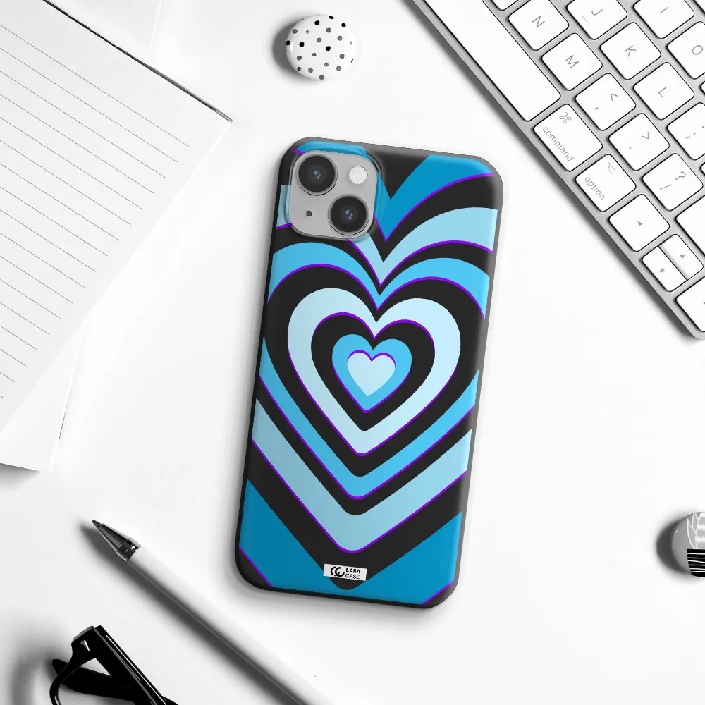 Blue Heart Apple iPhone 14 Silicone black Case