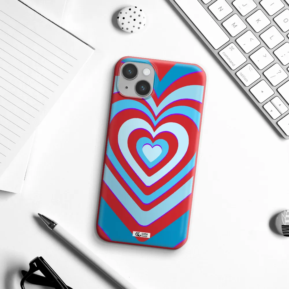Blue Heart Apple iPhone 14 Silicone Imperial Red Case