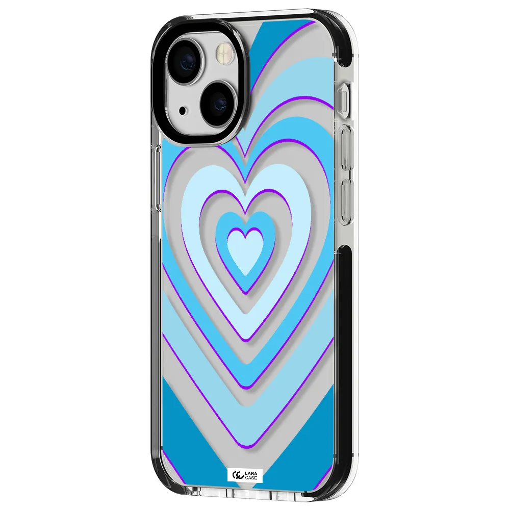 Blue Heart Apple iPhone 15 impact black border Case