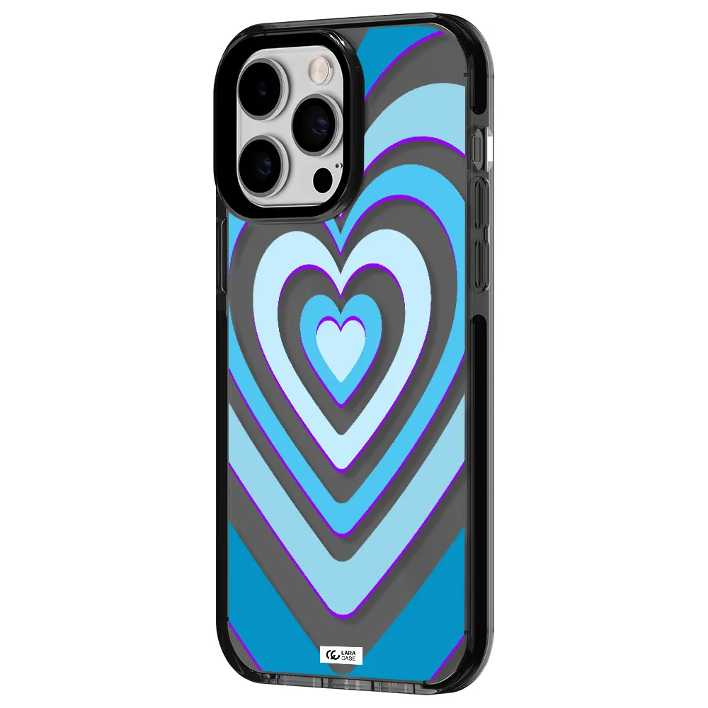 Blue Heart Apple iPhone 15 Pro impact Smoke Black Case