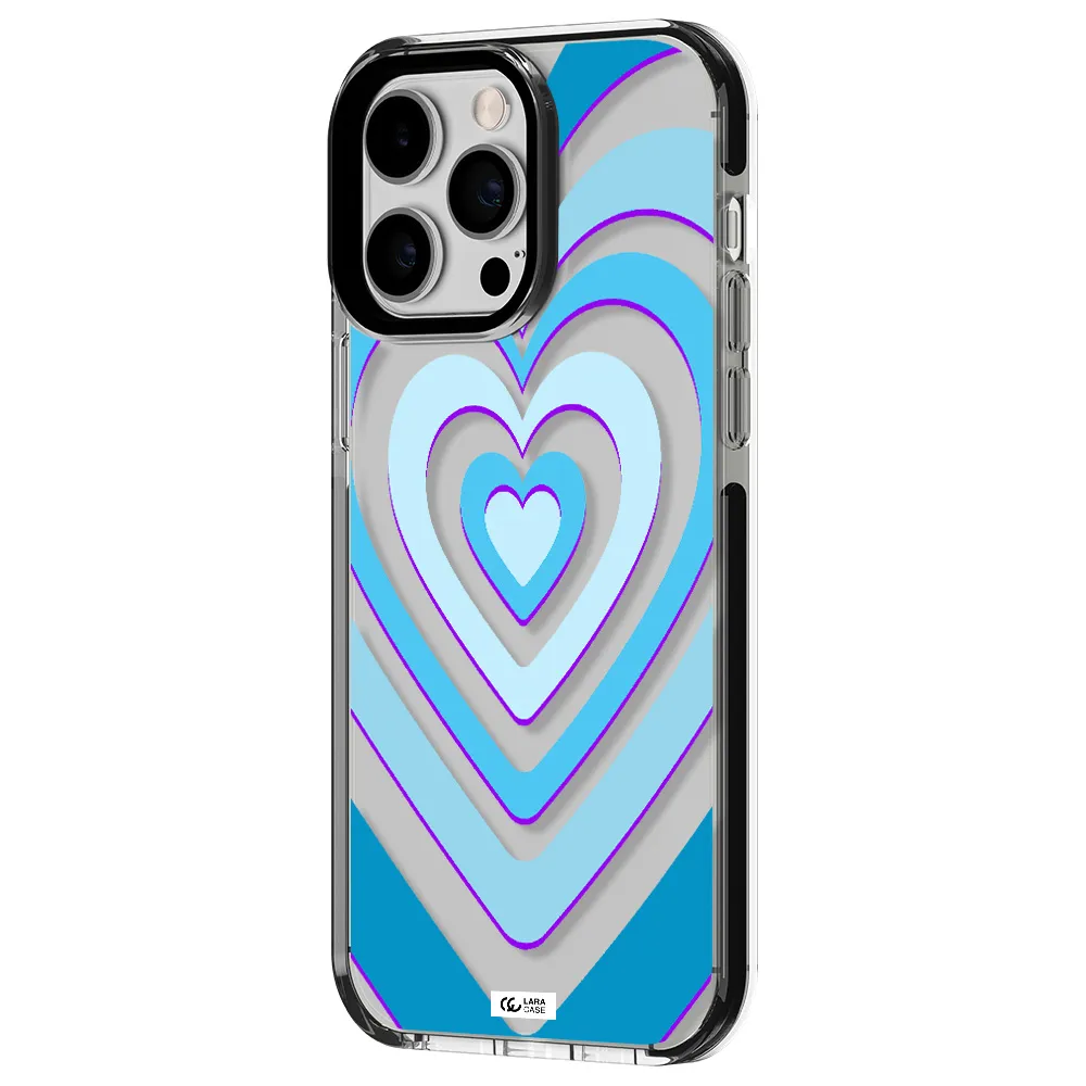 Blue Heart Apple iPhone 15 Pro Max impact black border Case