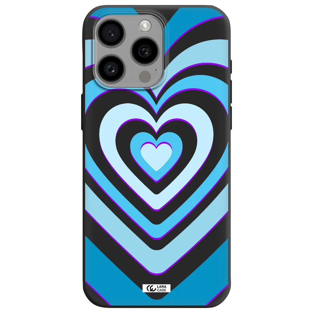Blue Heart Apple Iphone 15 Pro max Silicone black Case