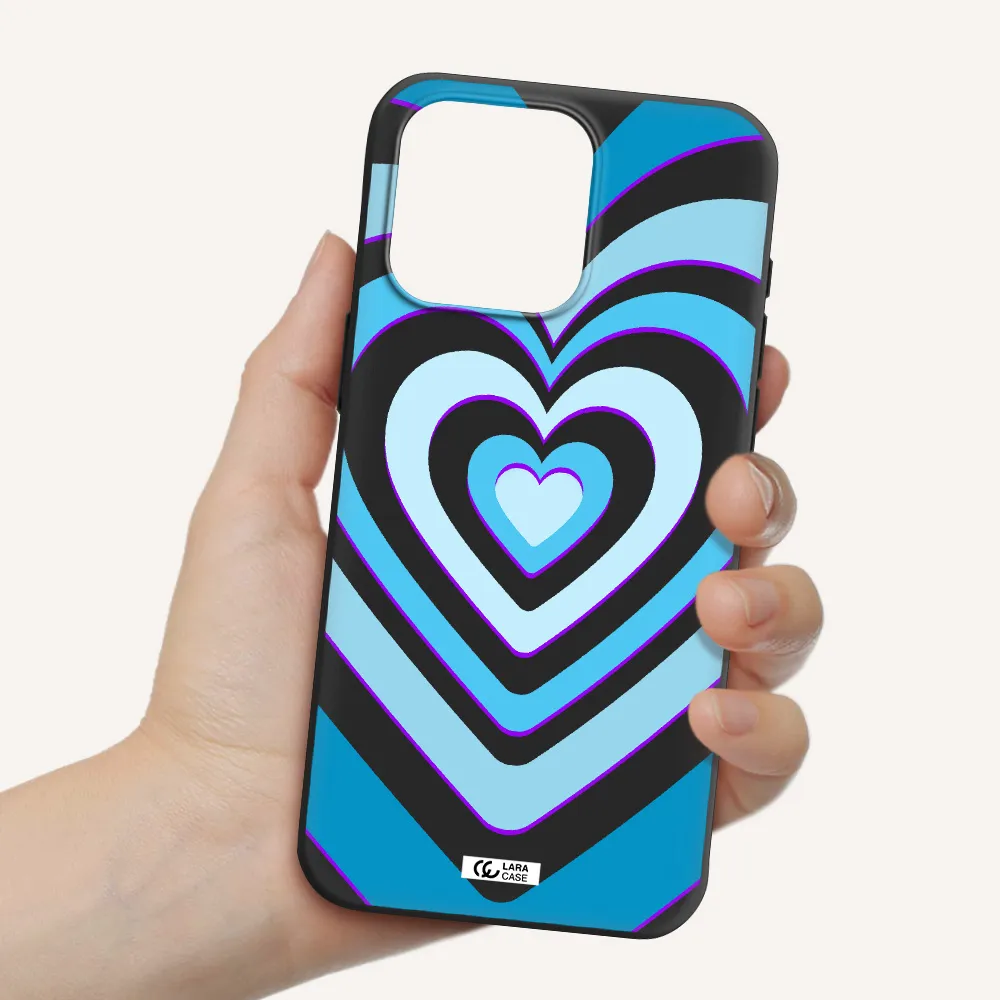 Blue Heart Apple Iphone 15 Pro max Silicone black Case