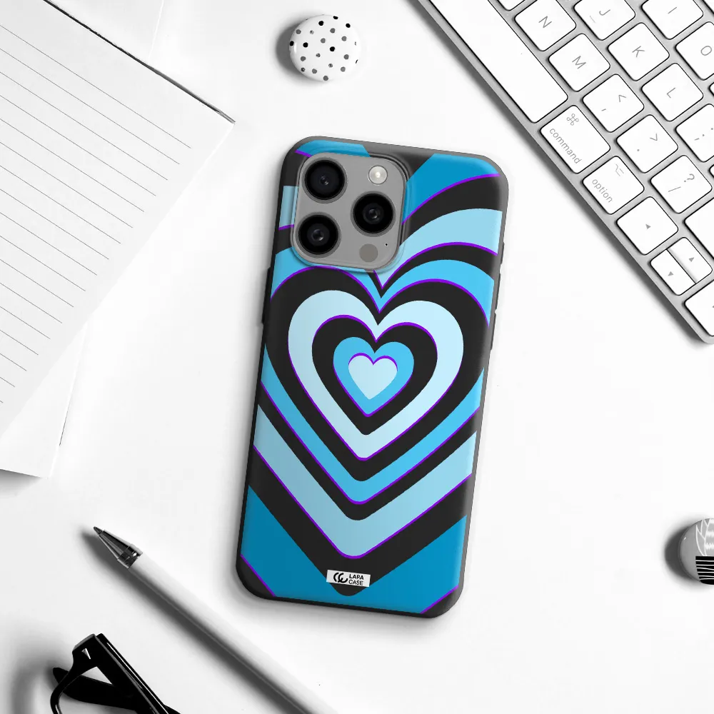 Blue Heart Apple Iphone 15 Pro max Silicone black Case