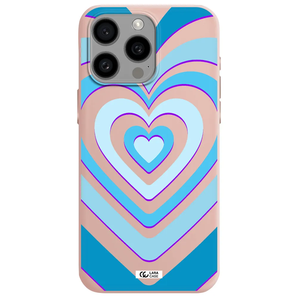 Blue Heart Apple Iphone 15 Pro max Silicone pastel pink Case