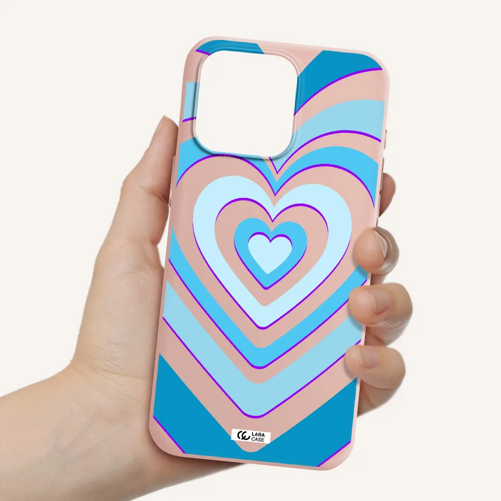 Blue Heart Apple Iphone 15 Pro max Silicone pastel pink Case