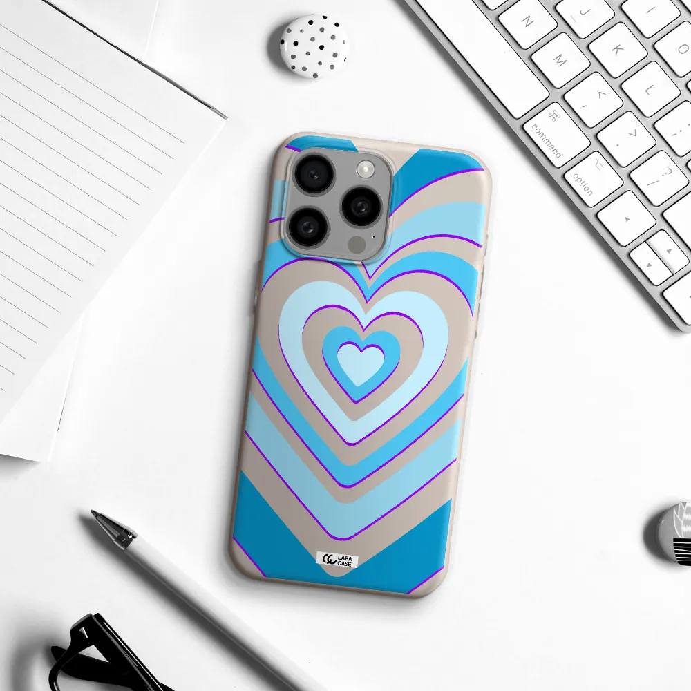 Blue Heart Apple Iphone 15 Pro max Silicone Stone Case