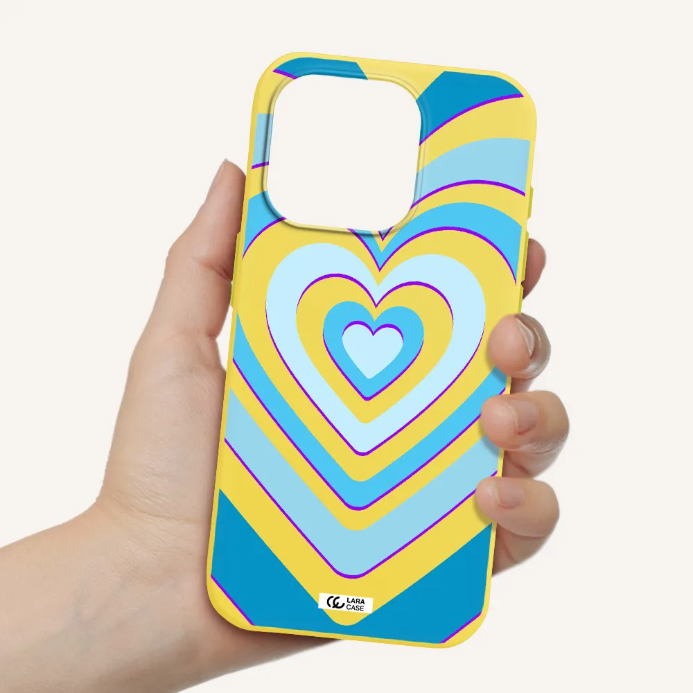Blue Heart Apple Iphone 15 Pro Silicone Canary Yellow Case