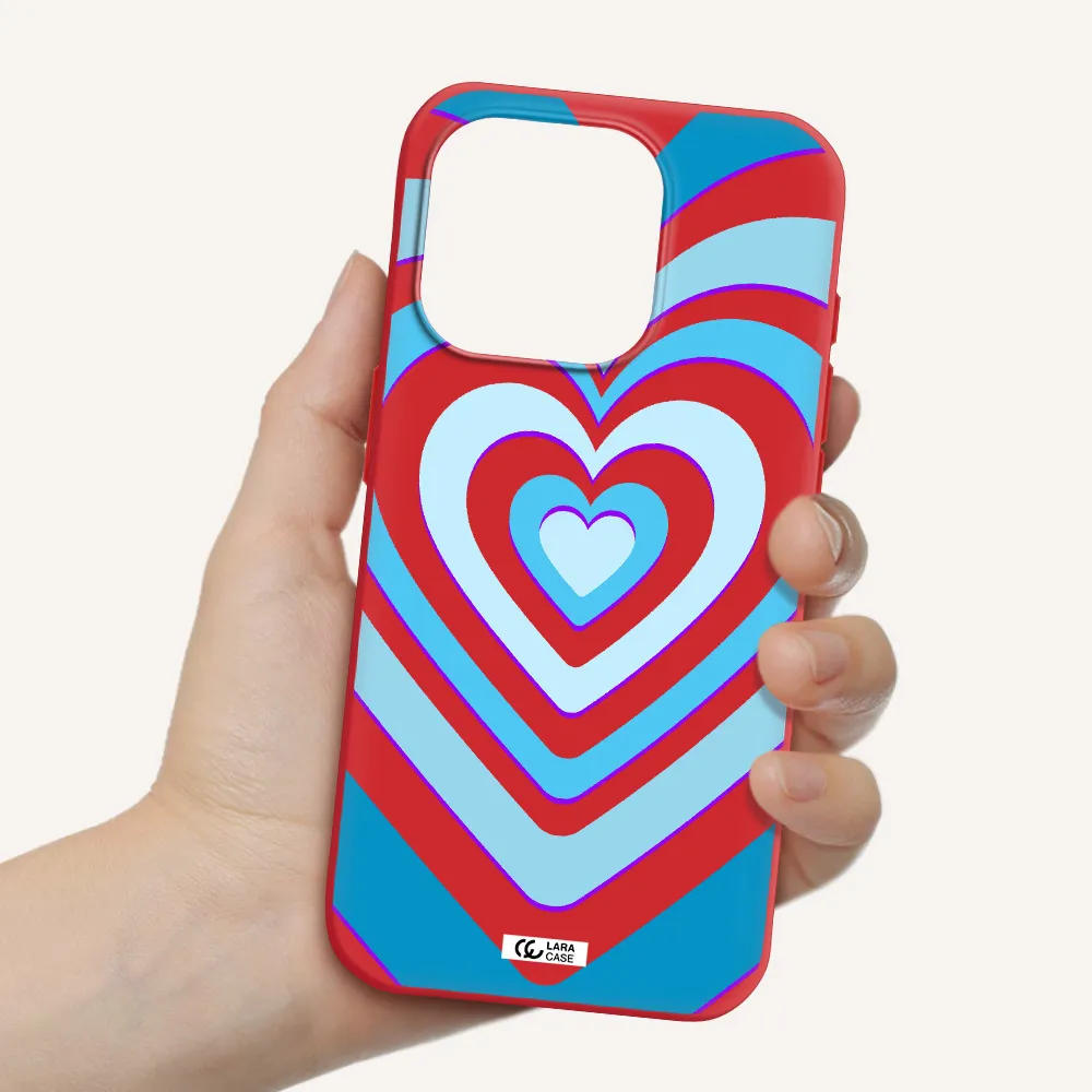 Blue Heart Apple Iphone 15 Pro Silicone Imperial Red Case
