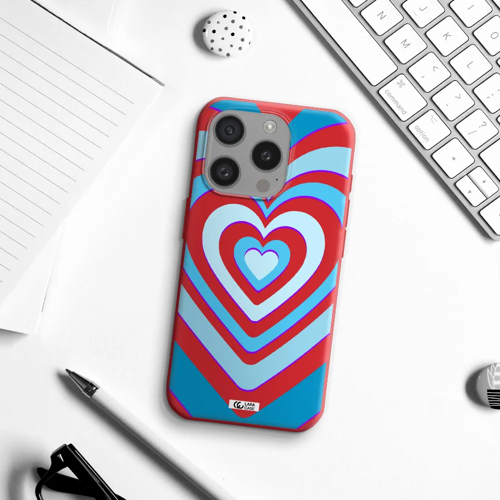 Blue Heart Apple Iphone 15 Pro Silicone Imperial Red Case