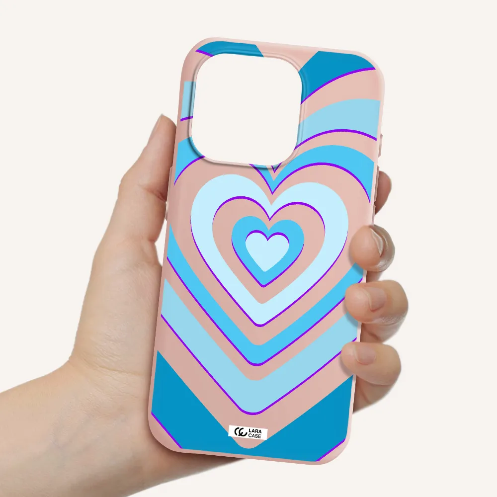 Blue Heart Apple Iphone 15 Pro Silicone Pastel Pink Case