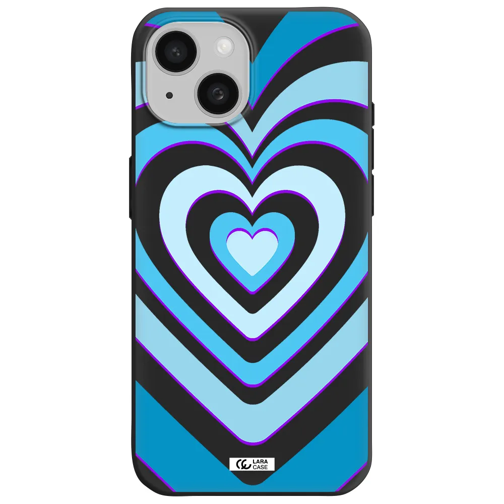 Blue Heart Apple iPhone 15 Silicone black Case