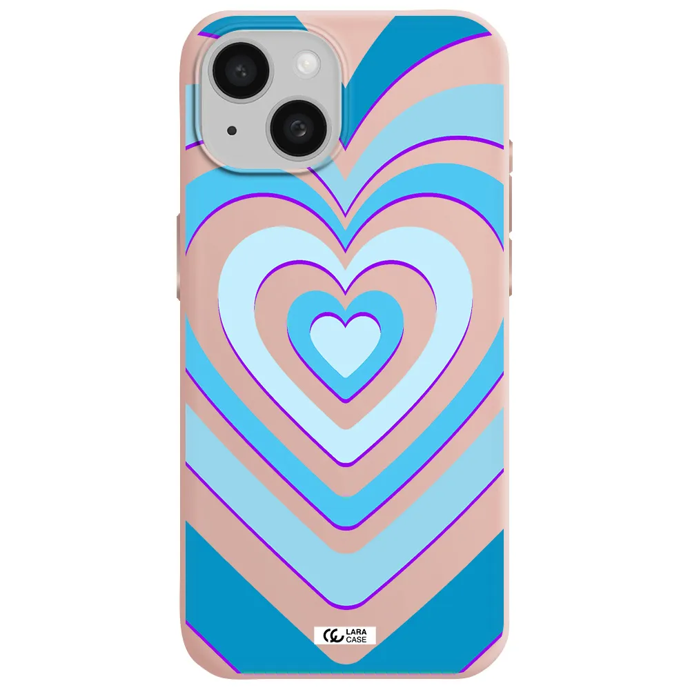Blue Heart Apple Iphone 15 Silicone Pastel Pink Case