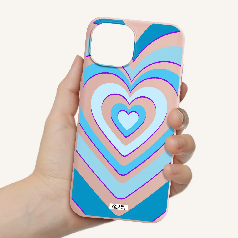 Blue Heart Apple Iphone 15 Silicone Pastel Pink Case