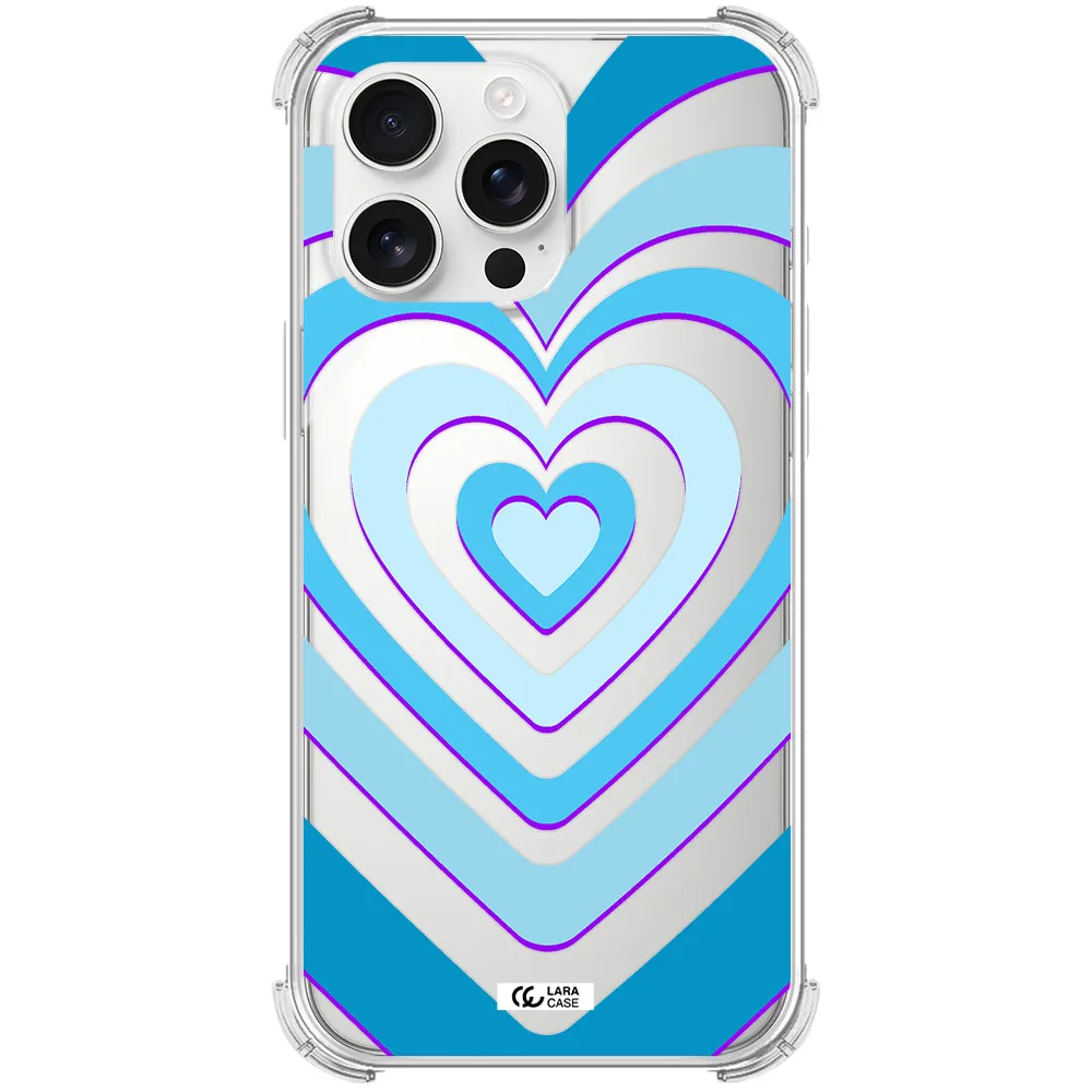 Blue Heart Apple Iphone 16 Pro Max Clear Pc Case