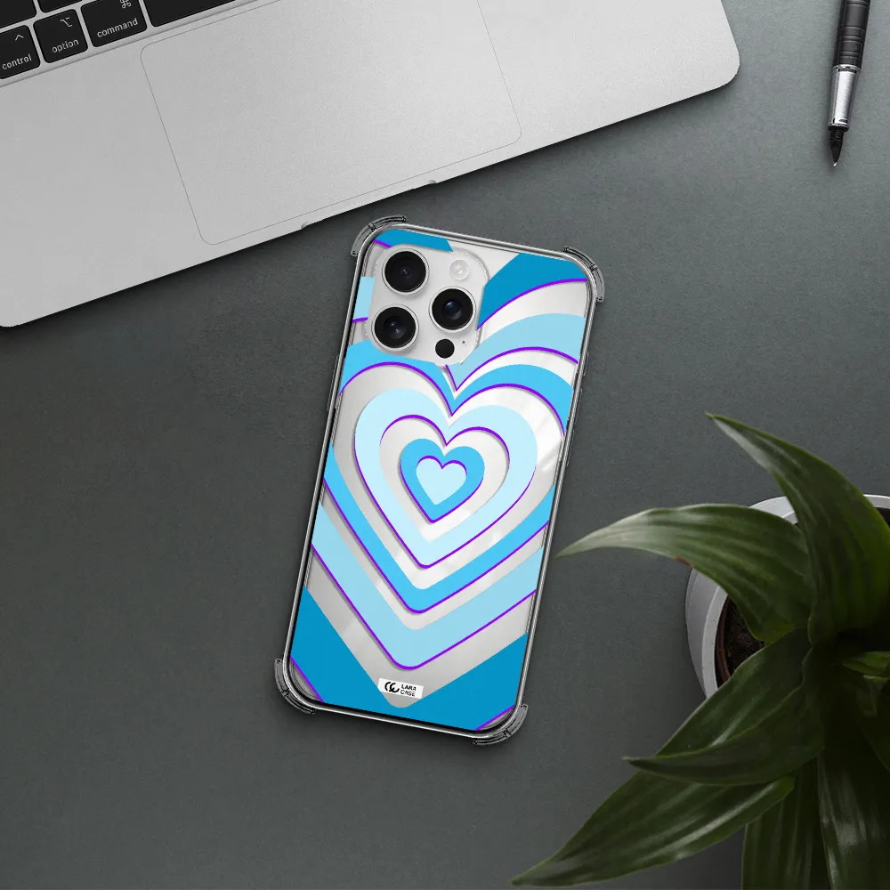 Blue Heart Apple Iphone 16 Pro Max Clear Pc Case