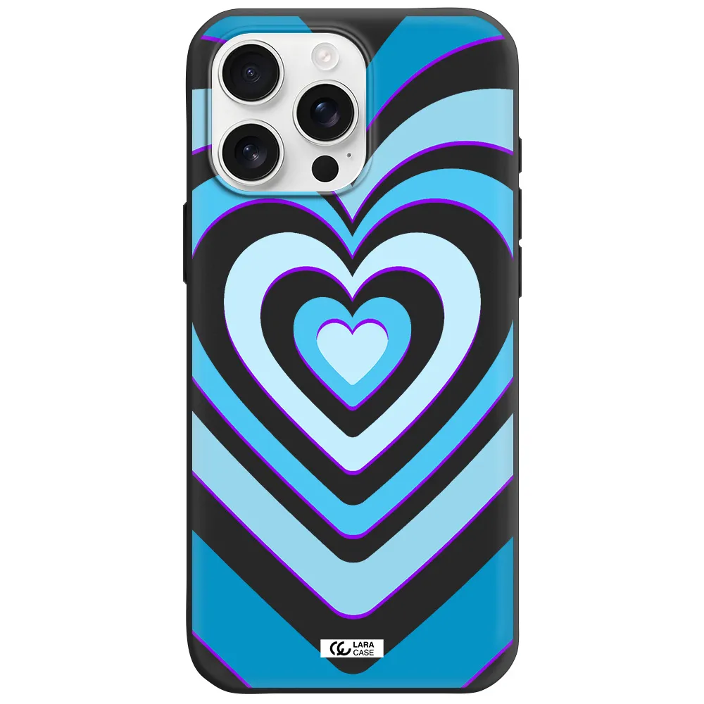 Blue Heart Apple Iphone 16 Pro Max Silicone Black Case