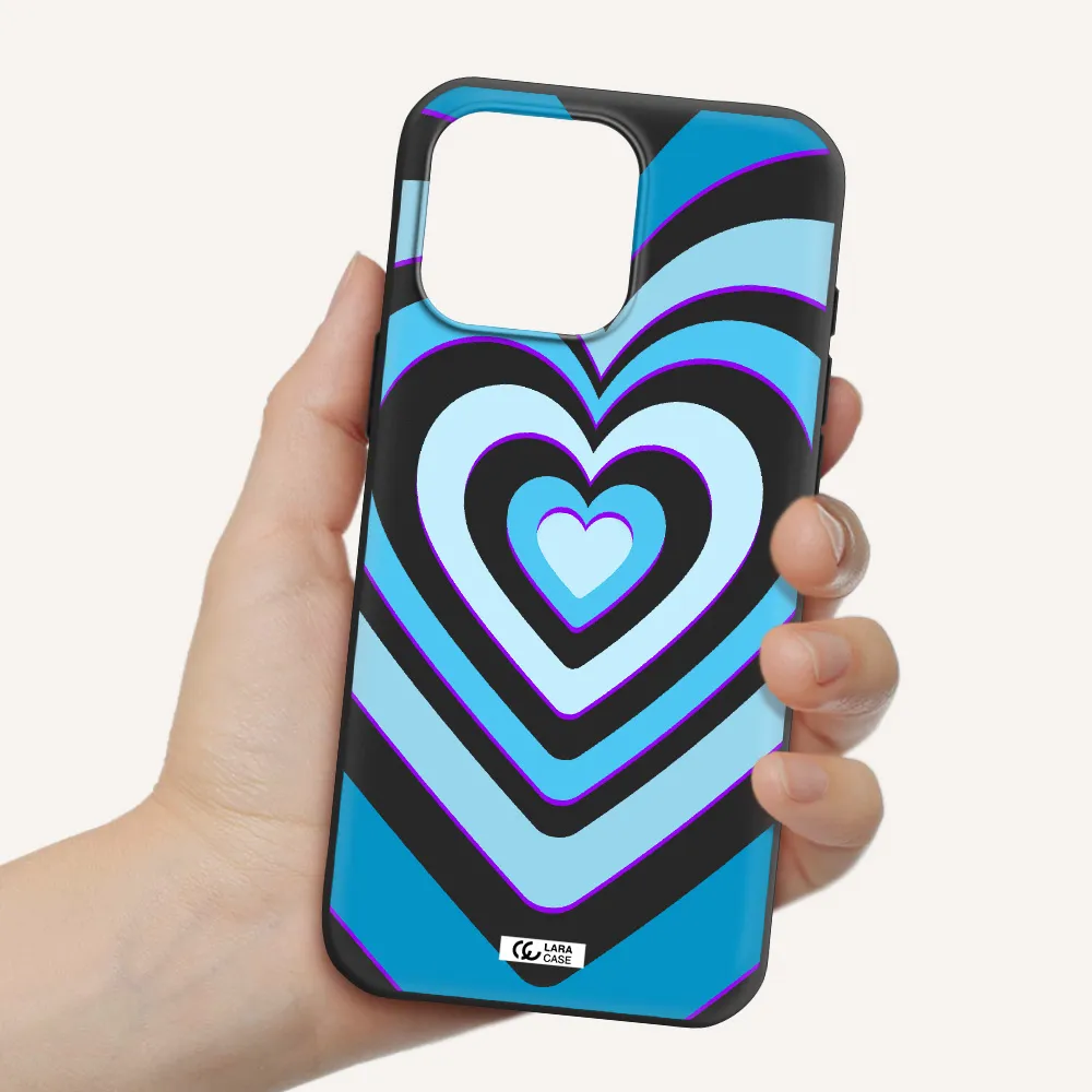 Blue Heart Apple Iphone 16 Pro Max Silicone Black Case