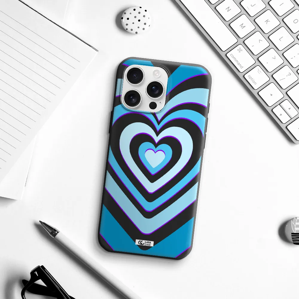 Blue Heart Apple Iphone 16 Pro Max Silicone Black Case