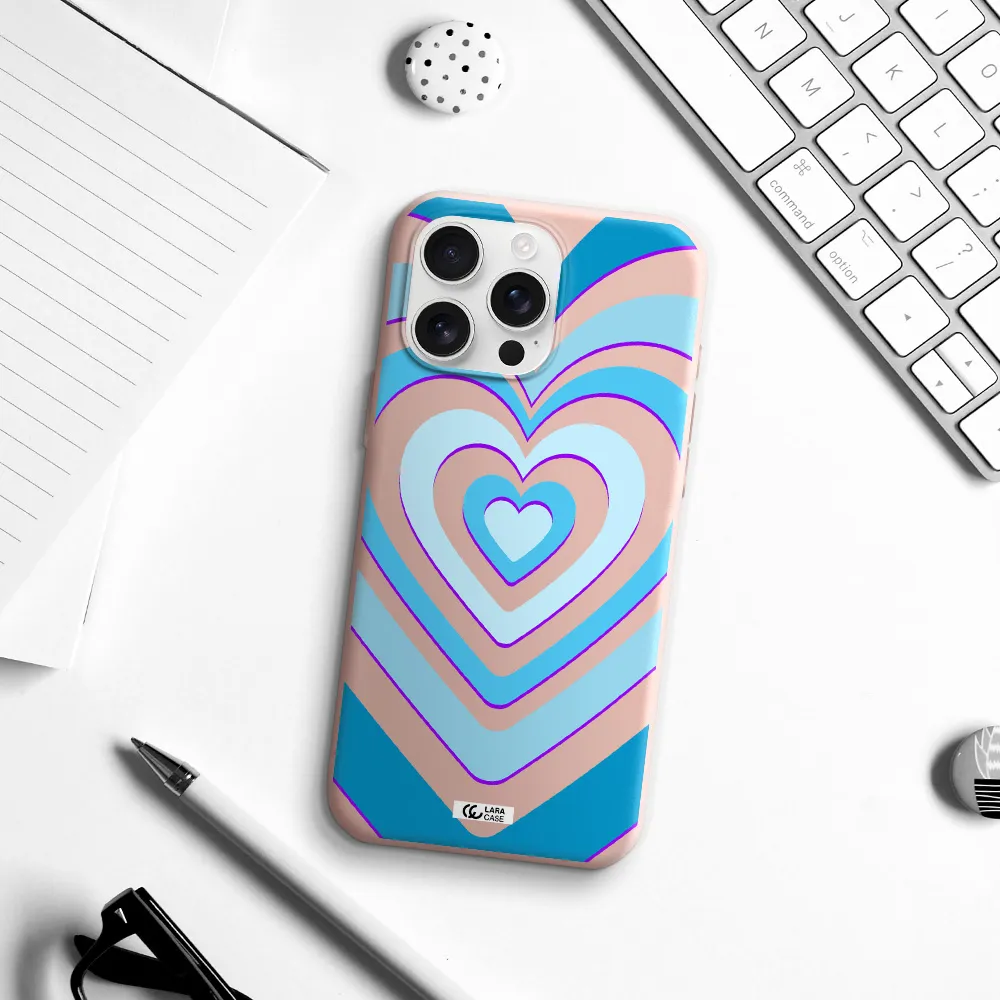 Blue Heart Apple Iphone 16 Pro Max Silicone Pastel Pink Case