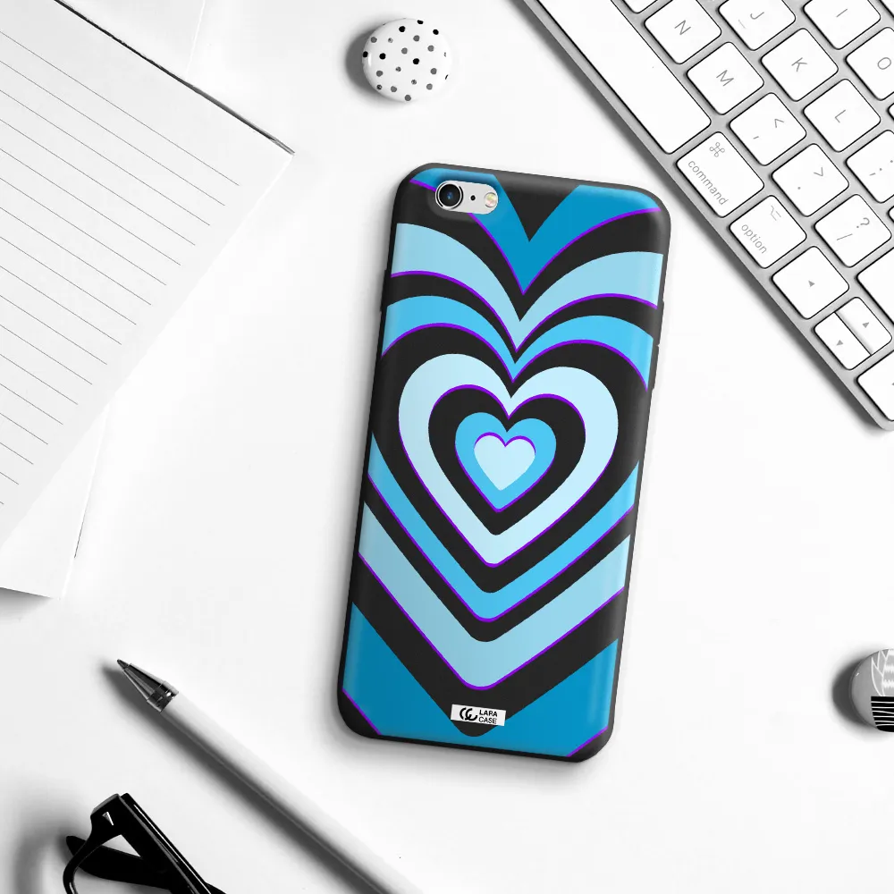 Blue Heart Apple iPhone 6 plus Silicone black Case