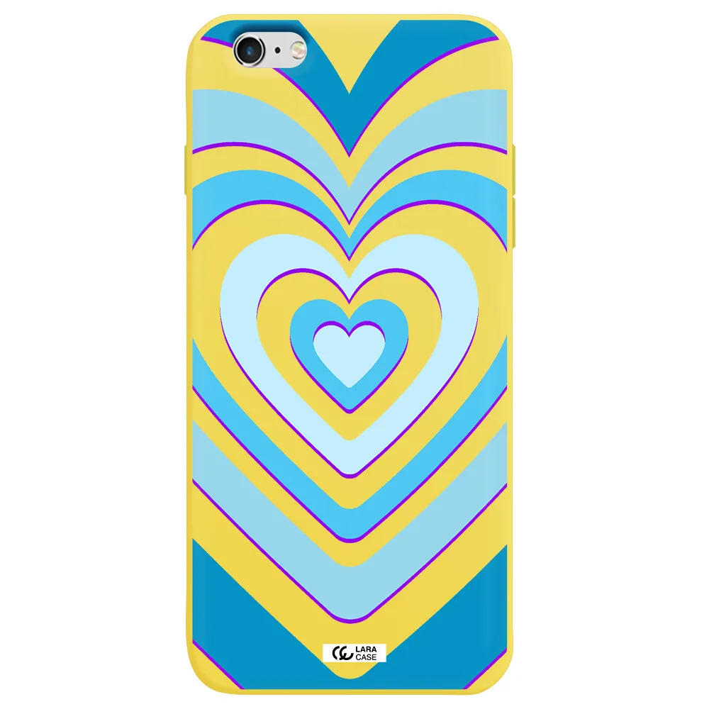 Blue Heart Apple iPhone 6 plus Silicone canary yellow Case