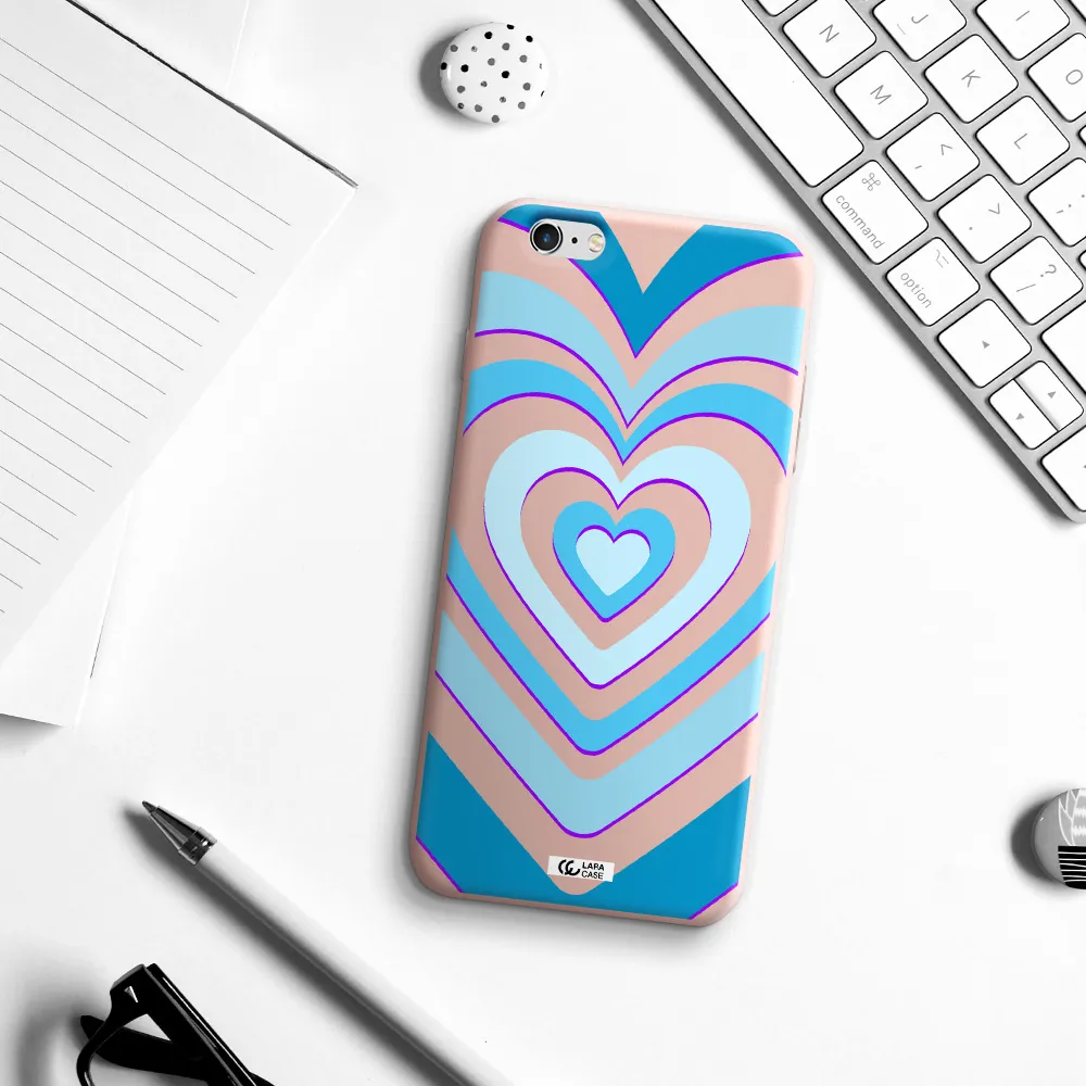 Blue Heart Apple iPhone 6 plus Silicone pastel pink Case