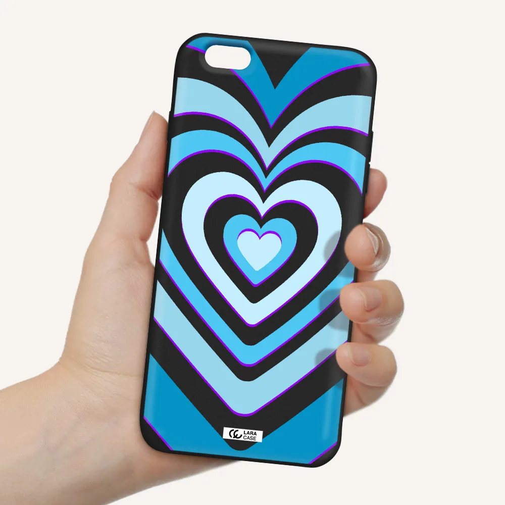 Blue Heart Apple iPhone 6 s plus Silicone black Case