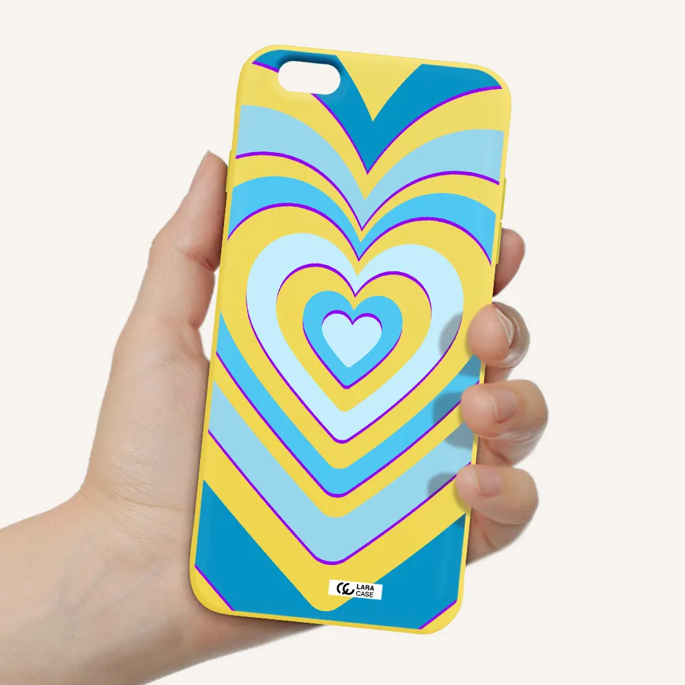 Blue Heart Apple iPhone 6 s plus Silicone canary yellow Case