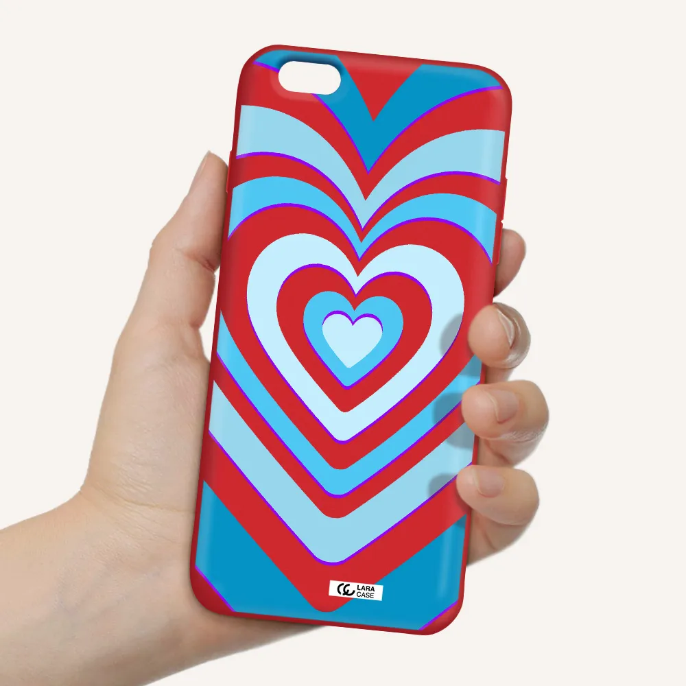 Blue Heart Apple iPhone 6 s plus Silicone Imperial Red Case