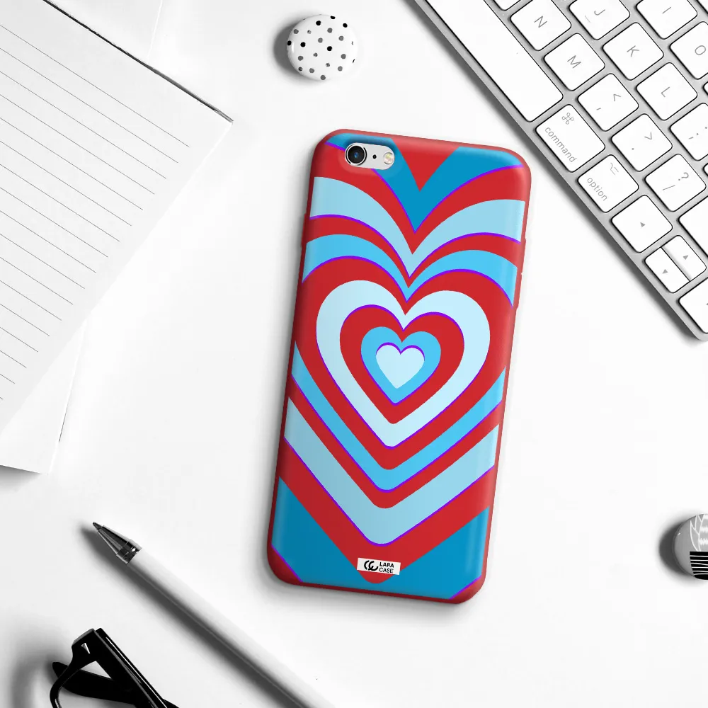 Blue Heart Apple iPhone 6 s plus Silicone Imperial Red Case