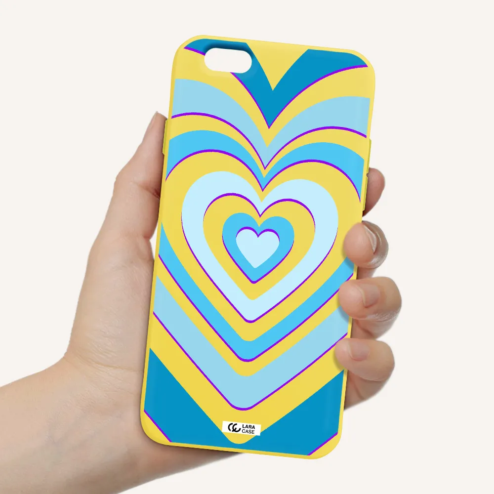 Blue Heart Apple iPhone 6 Silicone canary yellow Case