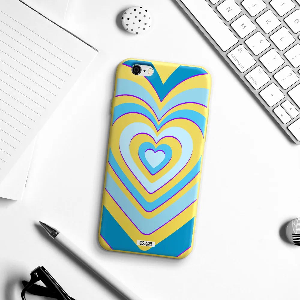 Blue Heart Apple iPhone 6 Silicone canary yellow Case
