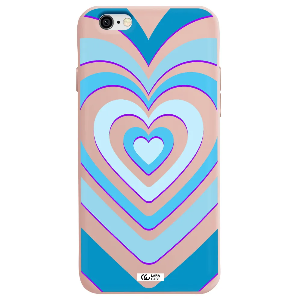 Blue Heart Apple iPhone 6 Silicone pastel pink Case