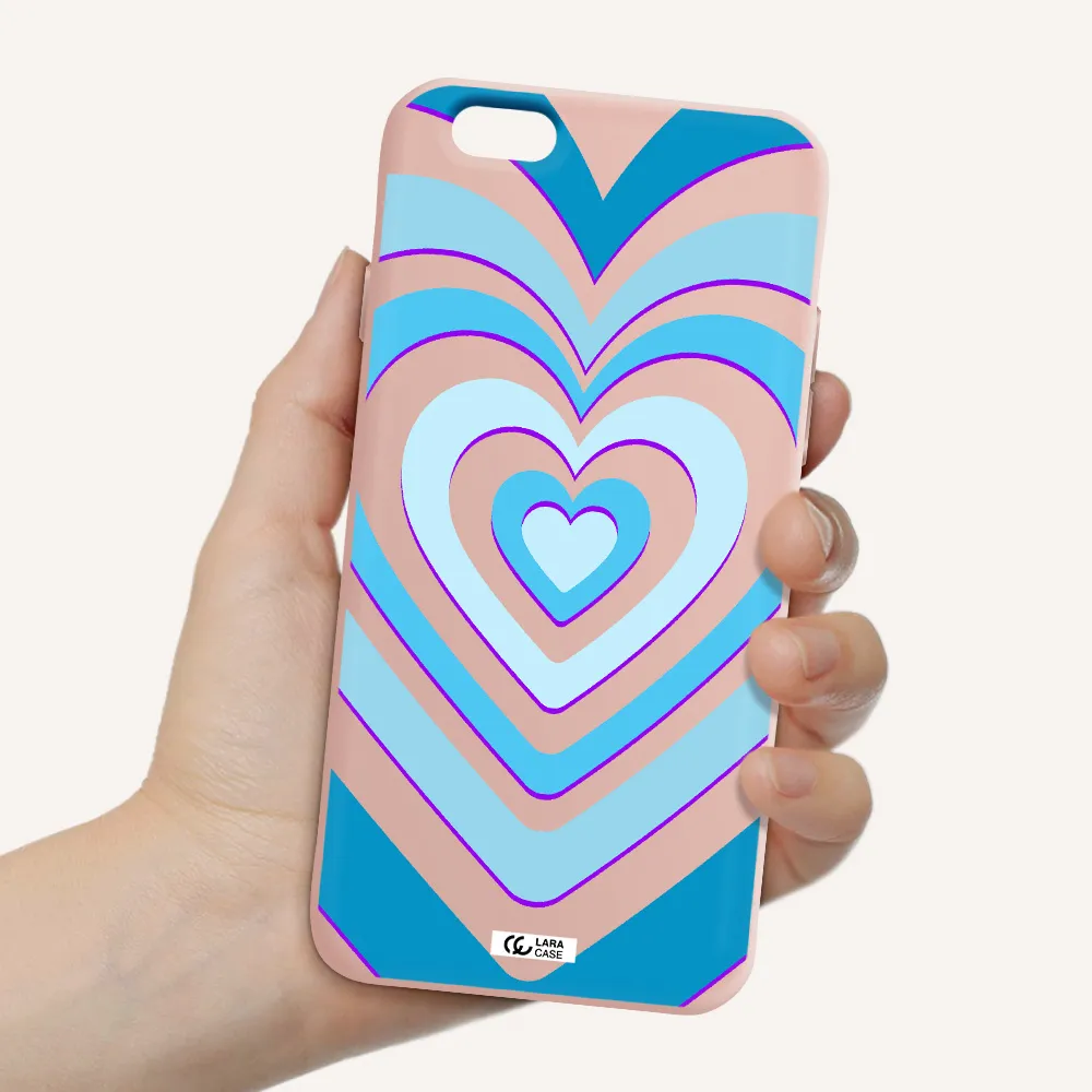 Blue Heart Apple iPhone 6 Silicone pastel pink Case