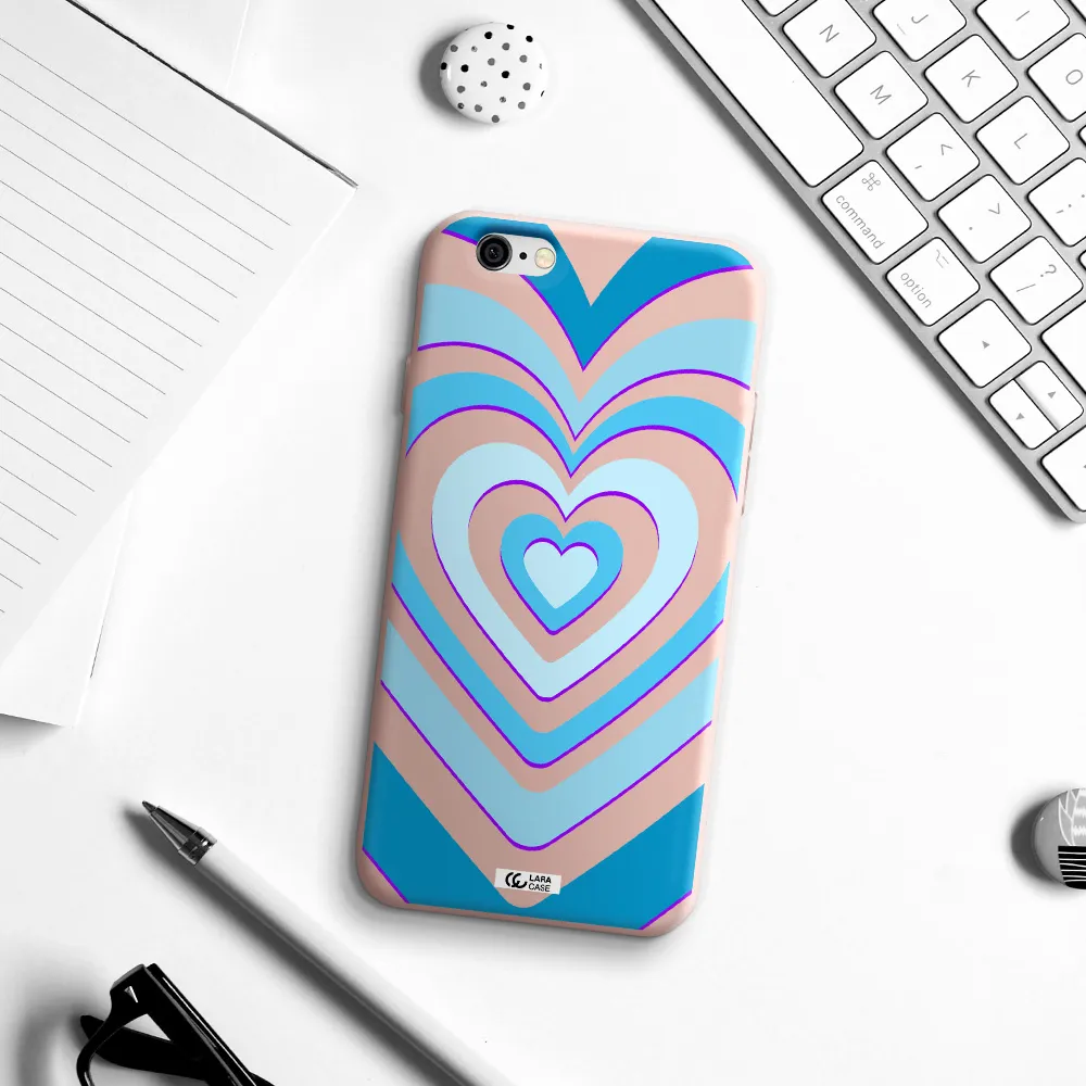 Blue Heart Apple iPhone 6 Silicone pastel pink Case