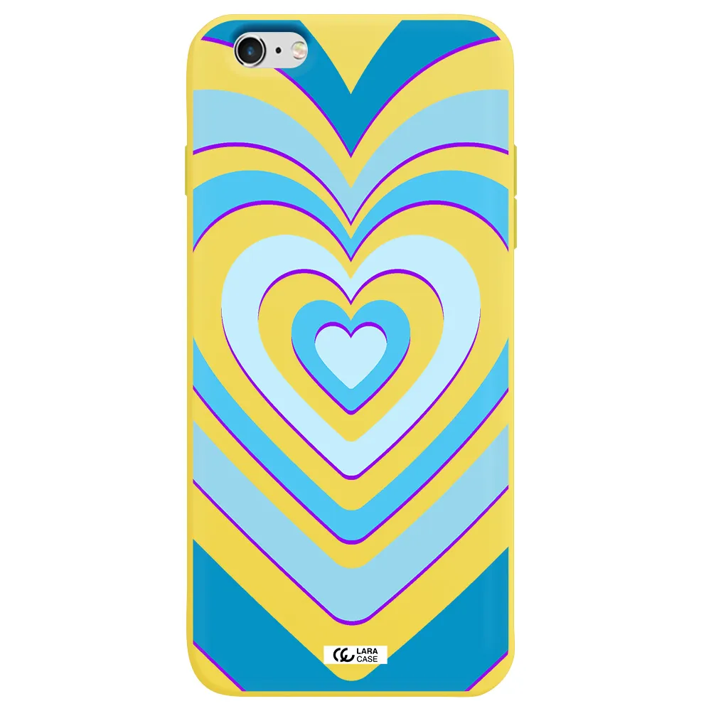 Blue Heart Apple iPhone 6S Silicone canary yellow Case